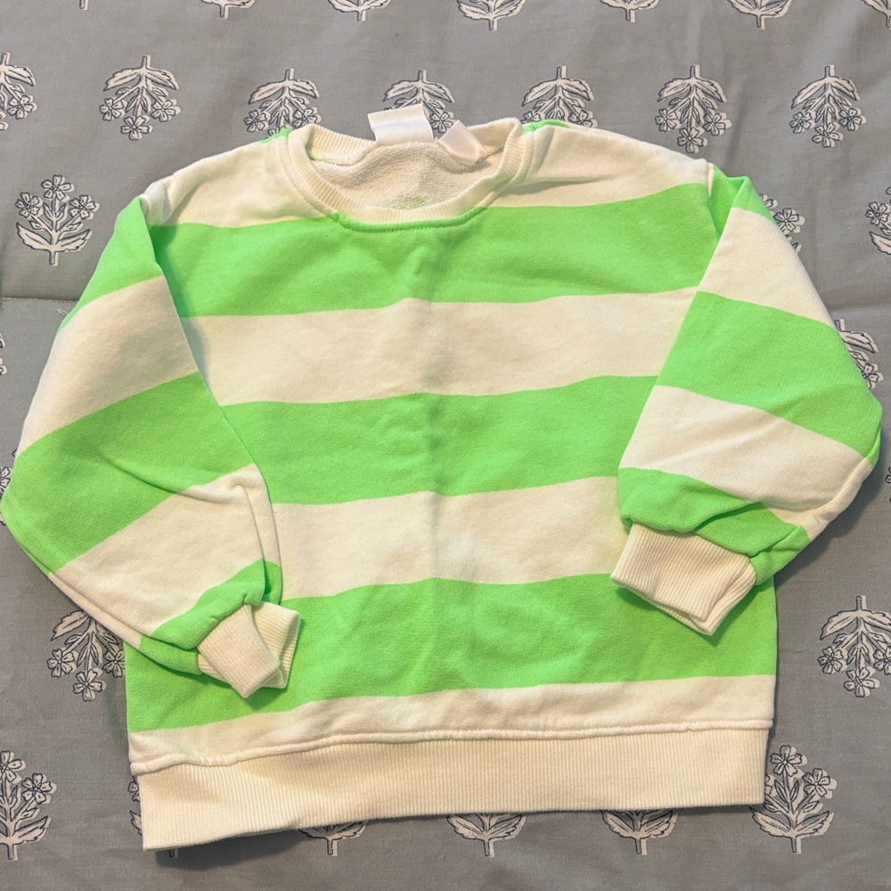 Zara Vibrant Green and White Striped Top